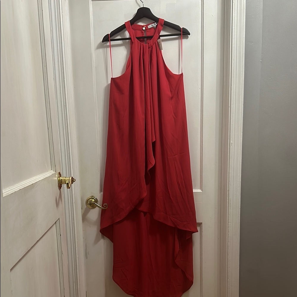 Orange Red High Low Halter Sundress